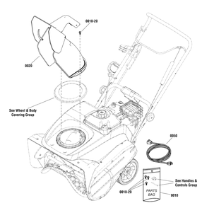 Chute Group - Remote Diagram and Parts List for 1022SS (1696560-02)(2018) Briggs and Stratton Snow Blower